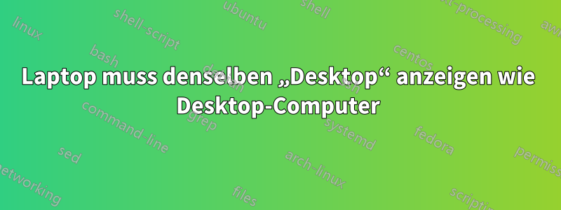 Laptop muss denselben „Desktop“ anzeigen wie Desktop-Computer