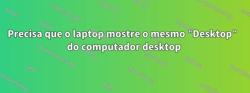 Precisa que o laptop mostre o mesmo "Desktop" do computador desktop