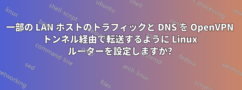 一部の LAN ホストのトラフィックと DNS を OpenVPN トンネル経由で転送するように Linux ルーターを設定しますか?