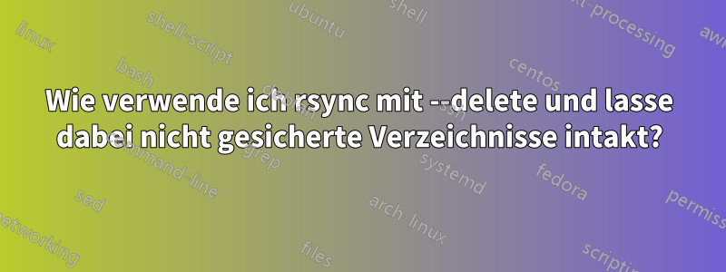 Wie verwende ich rsync mit --delete und lasse dabei nicht gesicherte Verzeichnisse intakt?