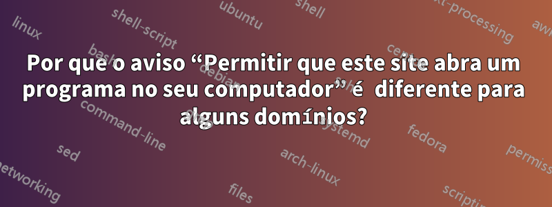 Por que o aviso “Permitir que este site abra um programa no seu computador” é diferente para alguns domínios?