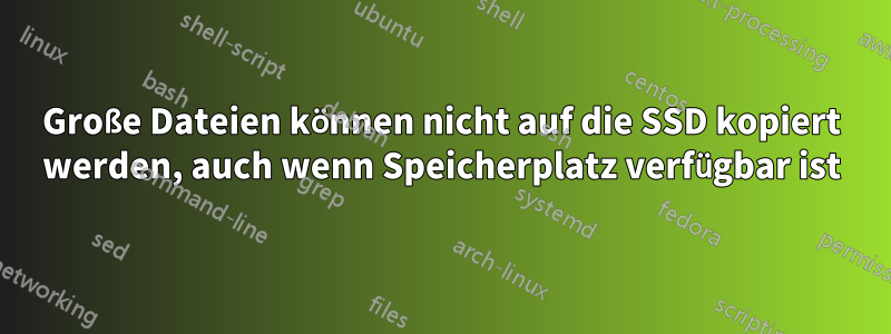 Große Dateien können nicht auf die SSD kopiert werden, auch wenn Speicherplatz verfügbar ist