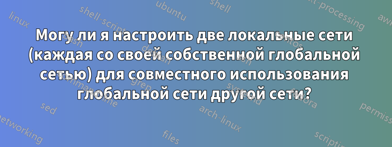 Могу ли я настроить две локальные сети (каждая со своей собственной глобальной сетью) для совместного использования глобальной сети другой сети?