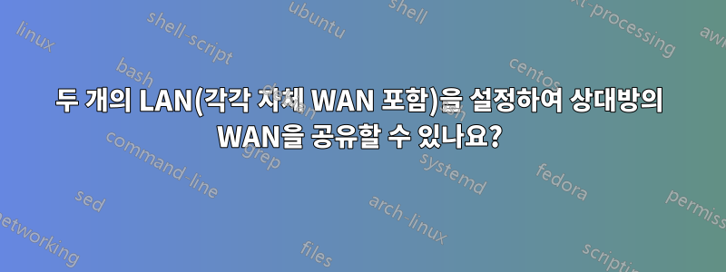 두 개의 LAN(각각 자체 WAN 포함)을 설정하여 상대방의 WAN을 공유할 수 있나요?