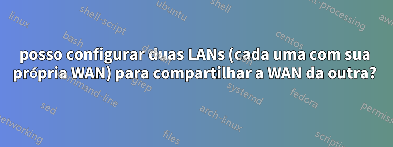 posso configurar duas LANs (cada uma com sua própria WAN) para compartilhar a WAN da outra?