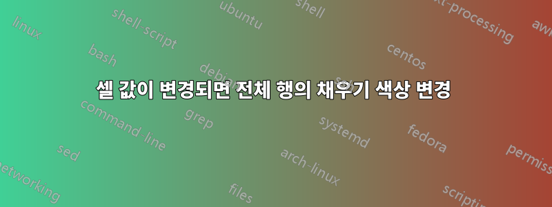 셀 값이 변경되면 전체 행의 채우기 색상 변경