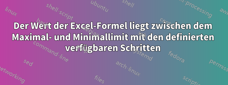 Der Wert der Excel-Formel liegt zwischen dem Maximal- und Minimallimit mit den definierten verfügbaren Schritten