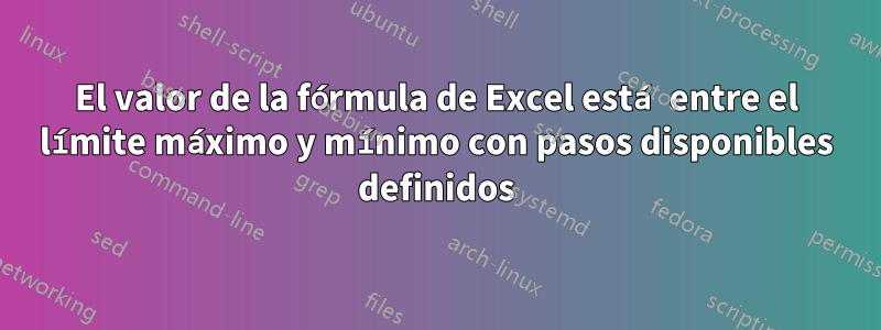 El valor de la fórmula de Excel está entre el límite máximo y mínimo con pasos disponibles definidos