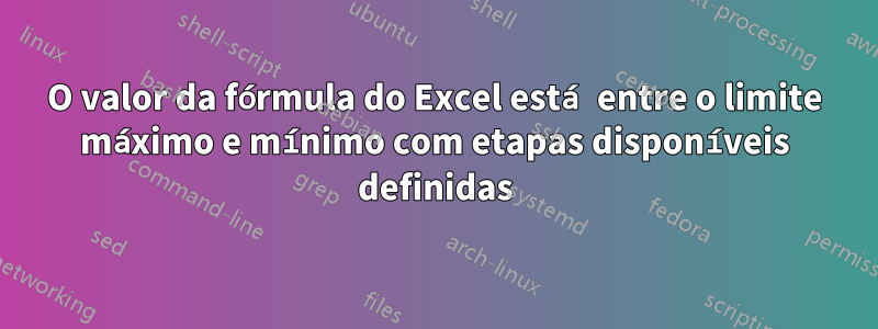 O valor da fórmula do Excel está entre o limite máximo e mínimo com etapas disponíveis definidas