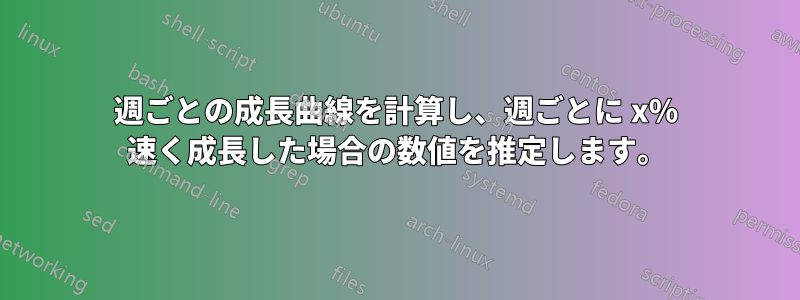 週ごとの成長曲線を計算し、週ごとに x% 速く成長した場合の数値を推定します。