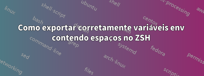 Como exportar corretamente variáveis ​​env contendo espaços no ZSH