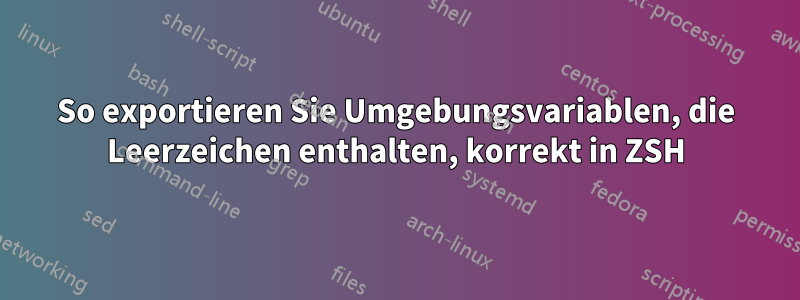 So exportieren Sie Umgebungsvariablen, die Leerzeichen enthalten, korrekt in ZSH