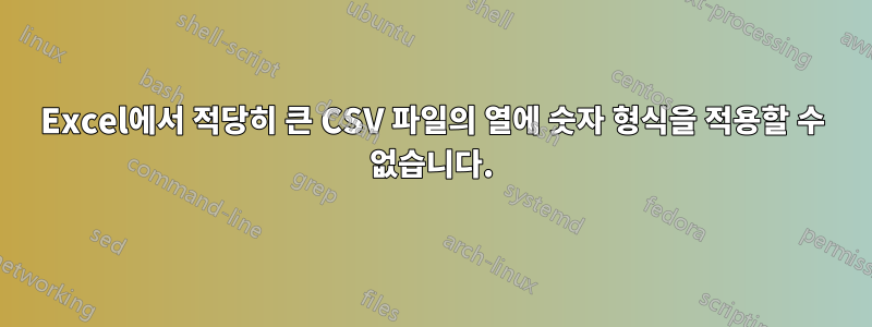 Excel에서 적당히 큰 CSV 파일의 열에 숫자 형식을 적용할 수 없습니다.