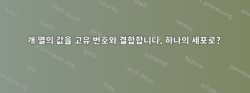 2개 열의 값을 고유 번호와 결합합니다. 하나의 세포로?