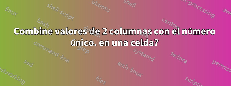 Combine valores de 2 columnas con el número único. en una celda?