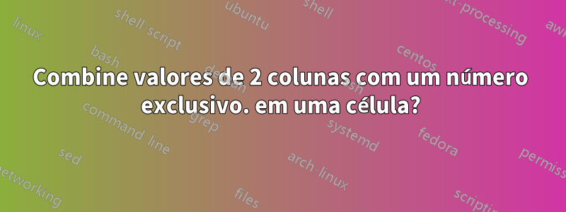 Combine valores de 2 colunas com um número exclusivo. em uma célula?