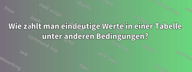 Wie zählt man eindeutige Werte in einer Tabelle unter anderen Bedingungen?