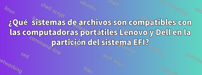 ¿Qué sistemas de archivos son compatibles con las computadoras portátiles Lenovo y Dell en la partición del sistema EFI?