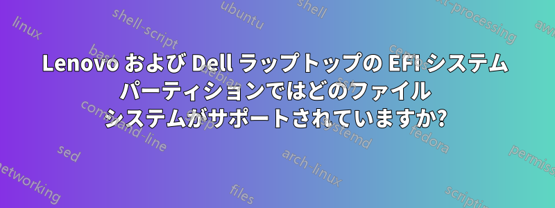 Lenovo および Dell ラップトップの EFI システム パーティションではどのファイル システムがサポートされていますか?