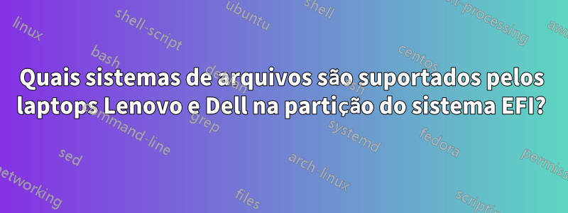 Quais sistemas de arquivos são suportados pelos laptops Lenovo e Dell na partição do sistema EFI?