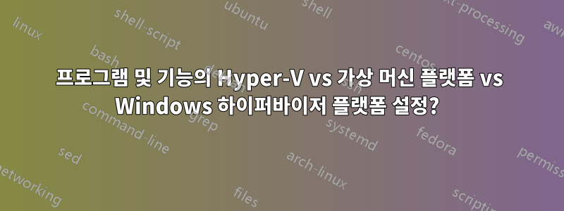 프로그램 및 기능의 Hyper-V vs 가상 머신 플랫폼 vs Windows 하이퍼바이저 플랫폼 설정? 