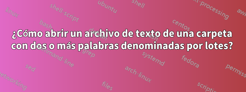 ¿Cómo abrir un archivo de texto de una carpeta con dos o más palabras denominadas por lotes?