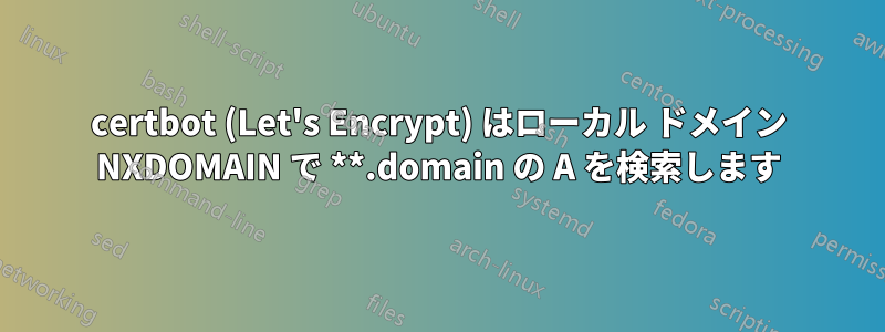 certbot (Let's Encrypt) はローカル ドメイン NXDOMAIN で **.domain の A を検索します