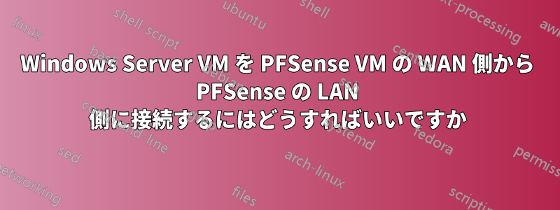 Windows Server VM を PFSense VM の WAN 側から PFSense の LAN 側に接続するにはどうすればいいですか