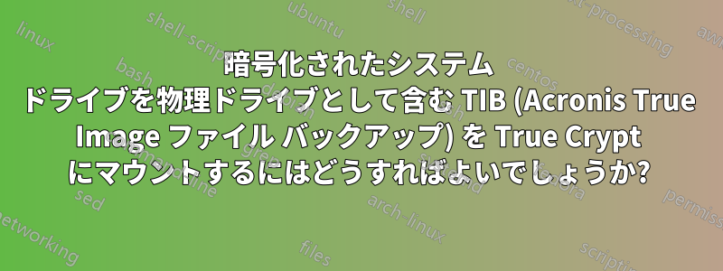 暗号化されたシステム ドライブを物理ドライブとして含む TIB (Acronis True Image ファイル バックアップ) を True Crypt にマウントするにはどうすればよいでしょうか?