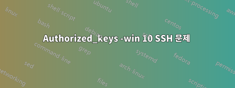 Authorized_keys -win 10 SSH 문제