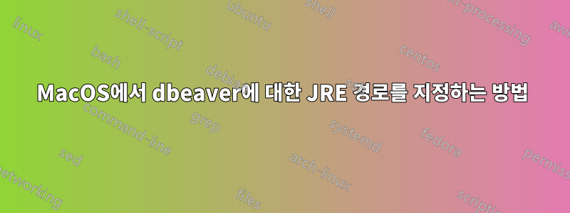 MacOS에서 dbeaver에 대한 JRE 경로를 지정하는 방법