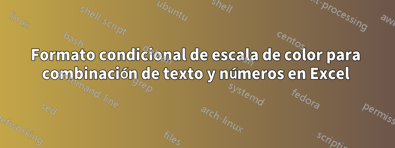 Formato condicional de escala de color para combinación de texto y números en Excel