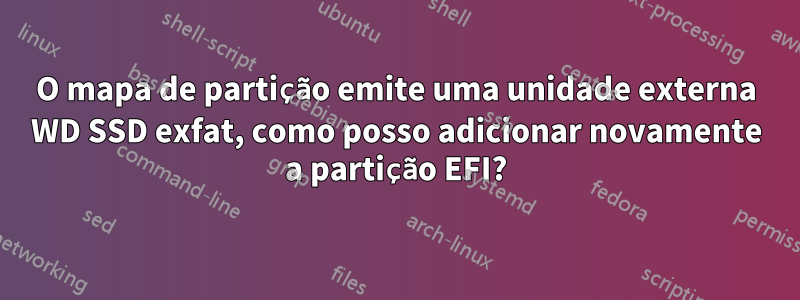 O mapa de partição emite uma unidade externa WD SSD exfat, como posso adicionar novamente a partição EFI?