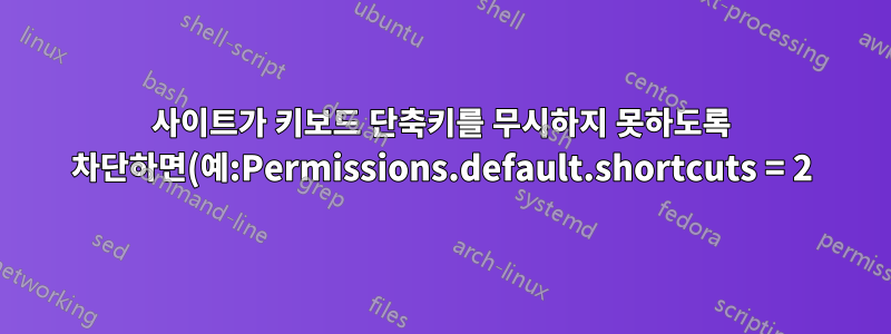 사이트가 키보드 단축키를 무시하지 못하도록 차단하면(예:Permissions.default.shortcuts = 2) Firefox에서 삭제 버튼(del 버튼)이 깨집니다.