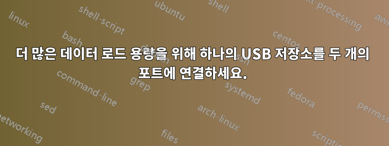 더 많은 데이터 로드 용량을 위해 하나의 USB 저장소를 두 개의 포트에 연결하세요.