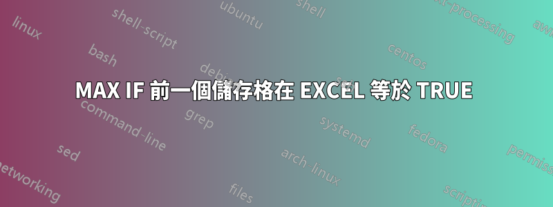 MAX IF 前一個儲存格在 EXCEL 等於 TRUE