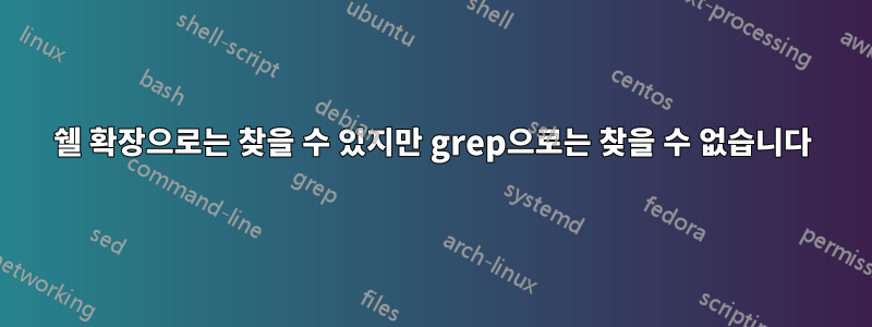 쉘 확장으로는 찾을 수 있지만 grep으로는 찾을 수 없습니다