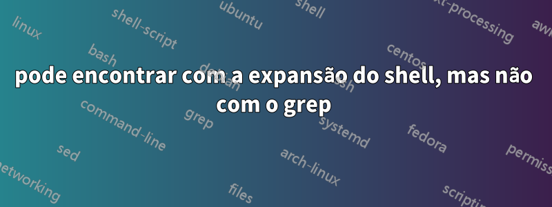 pode encontrar com a expansão do shell, mas não com o grep