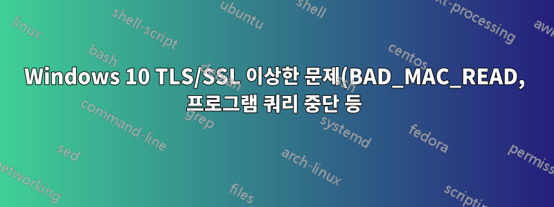 Windows 10 TLS/SSL 이상한 문제(BAD_MAC_READ, 프로그램 쿼리 중단 등)