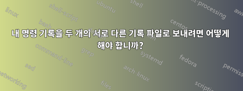 내 명령 기록을 두 개의 서로 다른 기록 파일로 보내려면 어떻게 해야 합니까?