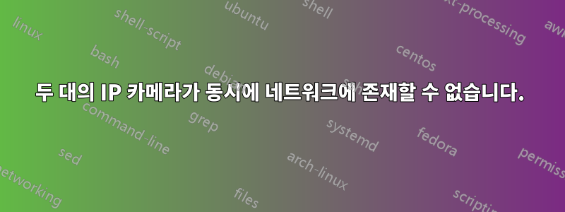 두 대의 IP 카메라가 동시에 네트워크에 존재할 수 없습니다.