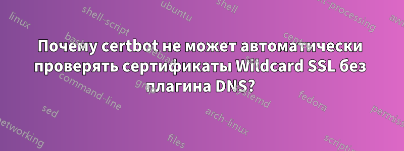 Почему certbot не может автоматически проверять сертификаты Wildcard SSL без плагина DNS?