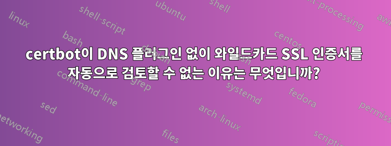certbot이 DNS 플러그인 없이 와일드카드 SSL 인증서를 자동으로 검토할 수 없는 이유는 무엇입니까?