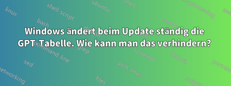 Windows ändert beim Update ständig die GPT-Tabelle. Wie kann man das verhindern?