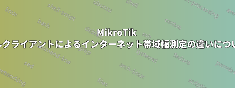 MikroTik とローカルクライアントによるインターネット帯域幅測定の違いについての説明