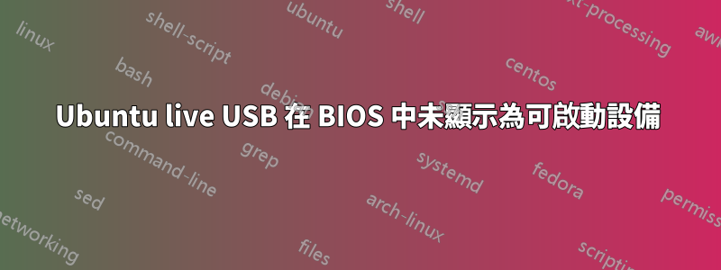 Ubuntu live USB 在 BIOS 中未顯示為可啟動設備