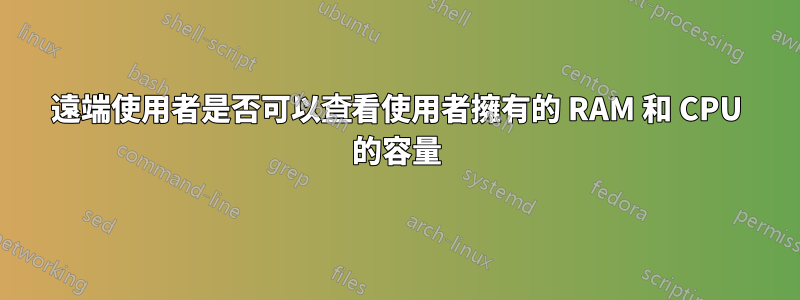 遠端使用者是否可以查看使用者擁有的 RAM 和 CPU 的容量