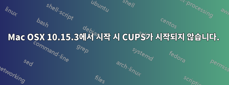 Mac OSX 10.15.3에서 시작 시 CUPS가 시작되지 않습니다.