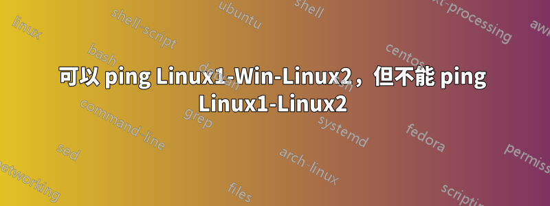 可以 ping Linux1-Win-Linux2，但不能 ping Linux1-Linux2