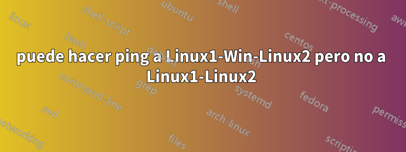 puede hacer ping a Linux1-Win-Linux2 pero no a Linux1-Linux2